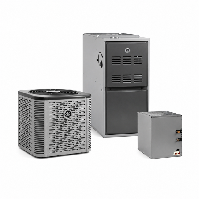 GE Appliances NS16 - 2.5-Ton AC w/ 80% AFUE Single-Stage Gas Furnace (Horizontal) + NCHC30BT5S Coil - 16.5 SEER2 with Install